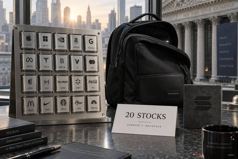Sunrise 通过 Backpack 在 Solana 上增加 20 只代币化股票配图