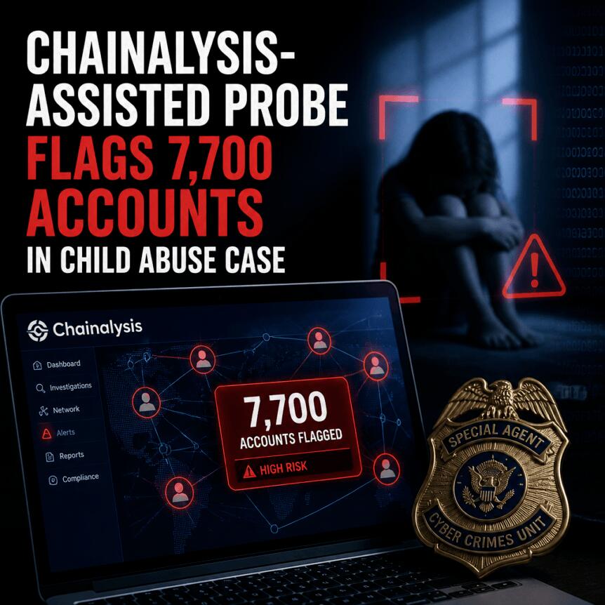 Chainalysis 协助调查在儿童虐待案件中标记 7,700 个账户配图